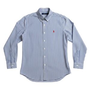 Polo Ralph Lauren Large Blue Stripe Button Down Shirt Classic Cotton